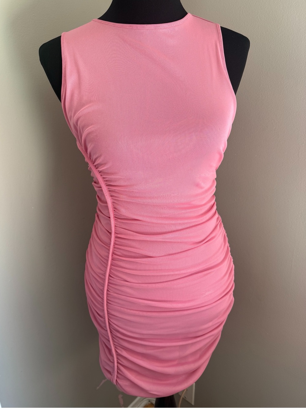 Dynamite Pink Ruched Bodycon Dress – Size Medium